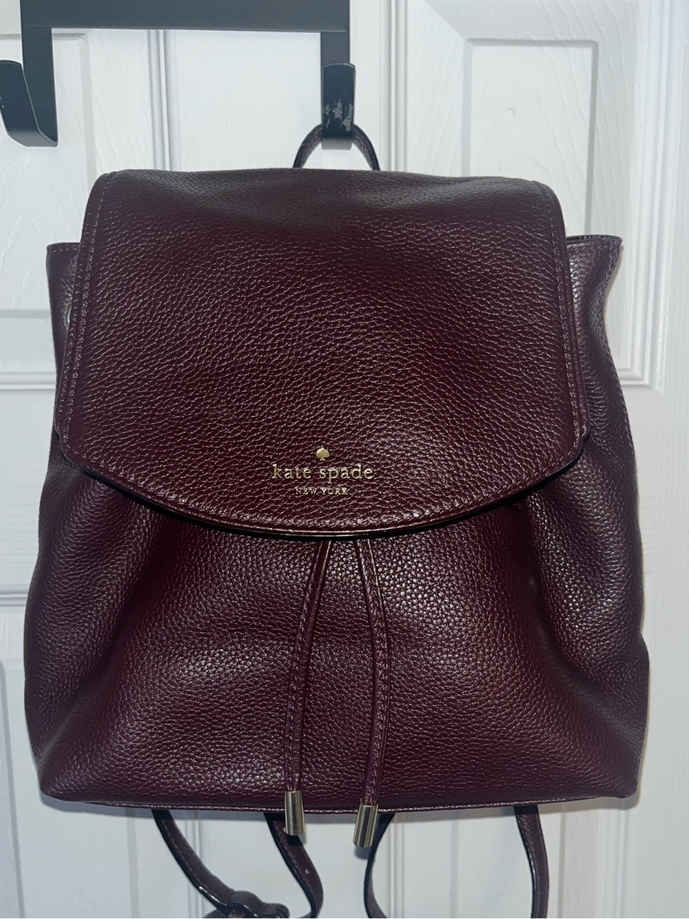 Kate Spade Pebbled Leather Backpack in Burgundy